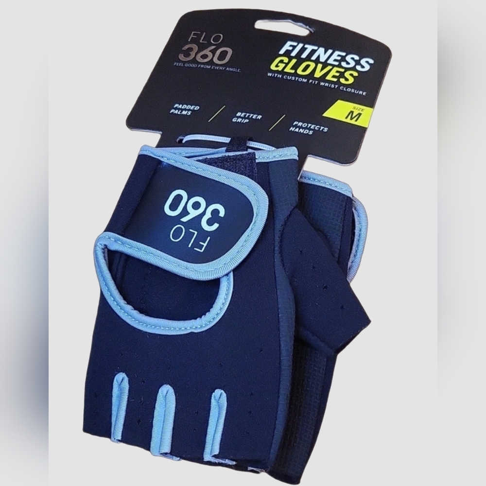 FLO360 Unisex Work Out GlovesPadded Palms Custom Fit Wrist closure NWT B…